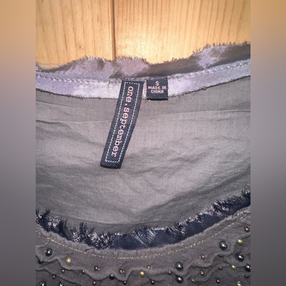Anthropologie One September, Sleeveless Shirt, Beaded, Green, Gray Purple tank - Picture 6 of 6
